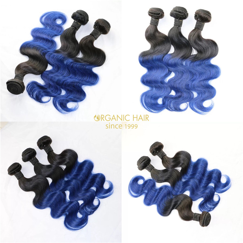 Organic real hair blue hair extensions online